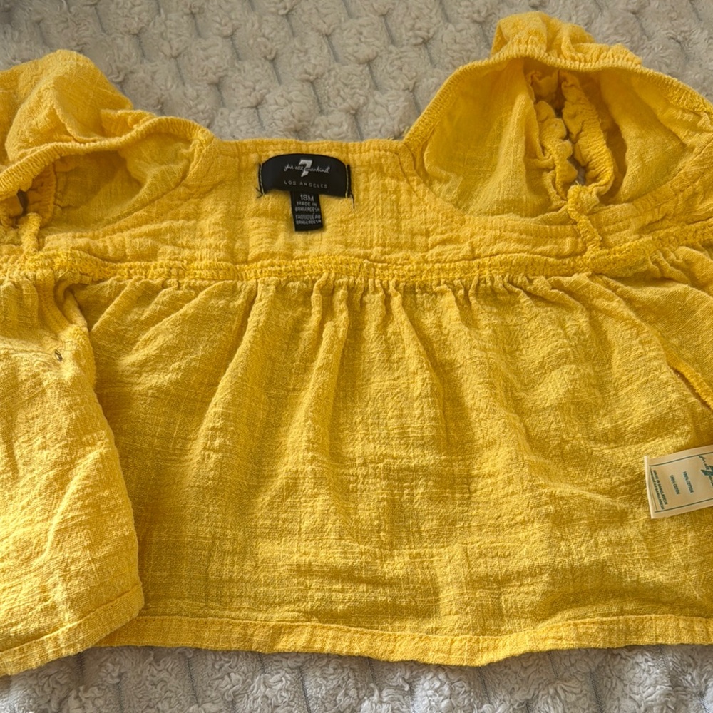 Yellow Ruffled Top and Denim Shorts Set - Picture 6 of 7